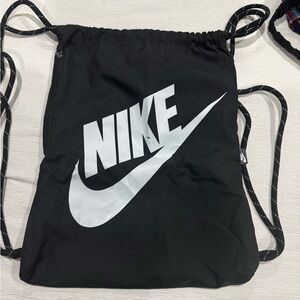 Nike Black and White Drawstring Backpack
